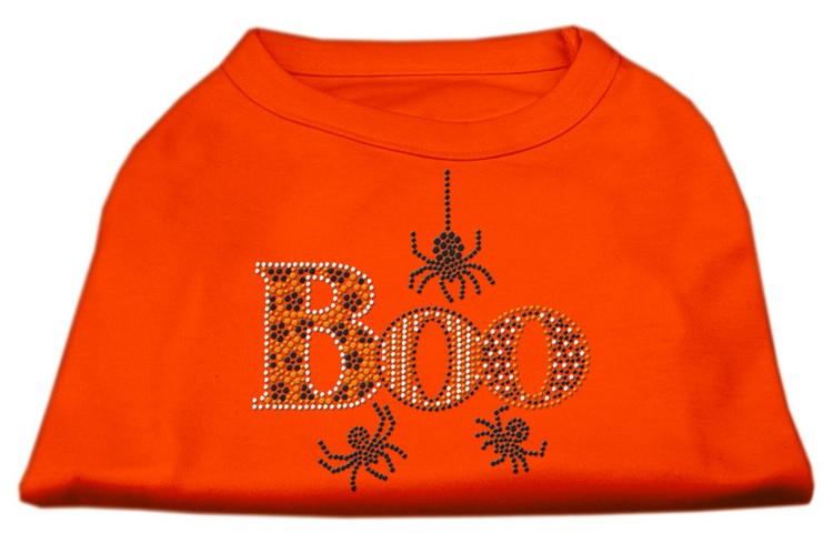 Boo Rhinestone Dog Shirt Orange Sm